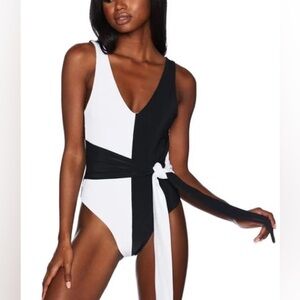Beach Riot Black and White Colorblock One-Piece Swimsuit